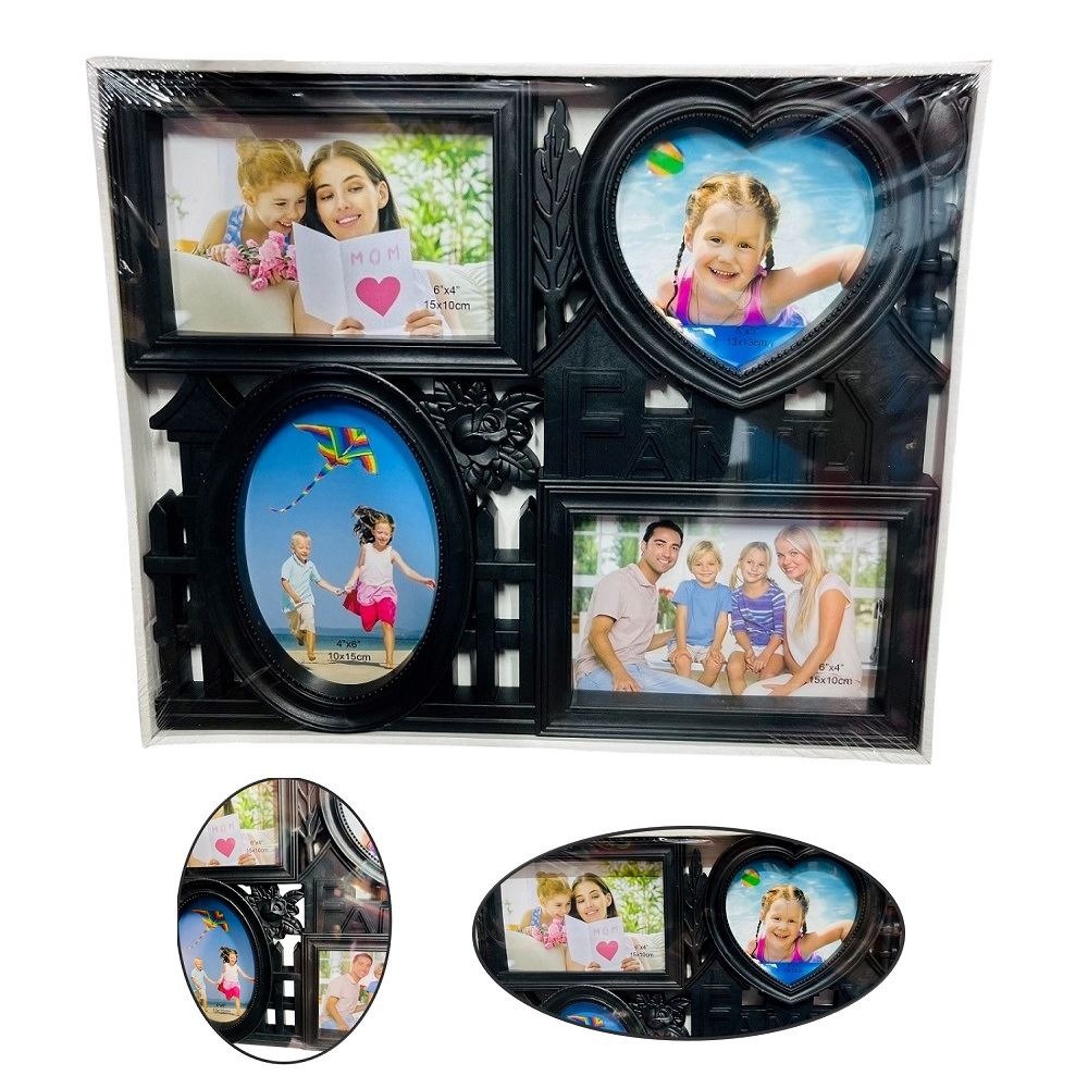 Porta fotos o retratos para 4 fotos Negro